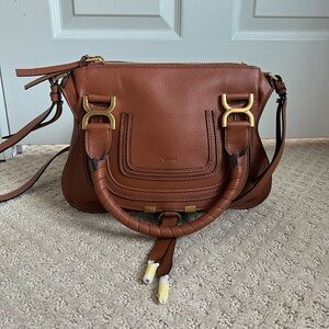 Chloe Brown Leather Satchel with Gold Hardware